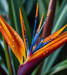 Fleur d'oiseau du paradis en gros plan sur un fond uni 