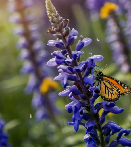papillon butinant des fleurs de salvia