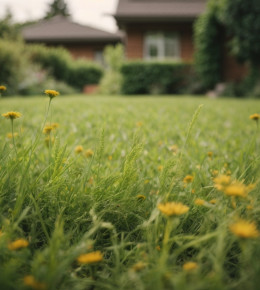 Pelouse verdoyante et fleurie