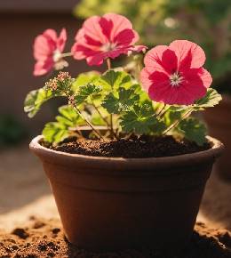 Géraniums colorés bien entretenus, reflétant une parfaite santé des plantes.