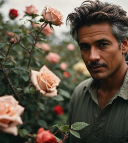 Un jardinier s'assure de la croissance optimale de ses rosiers.