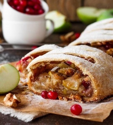 Strudel aux pommes et cranberries