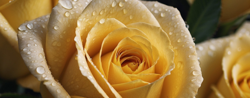 Gros plan sur une fleur de rosier jaune