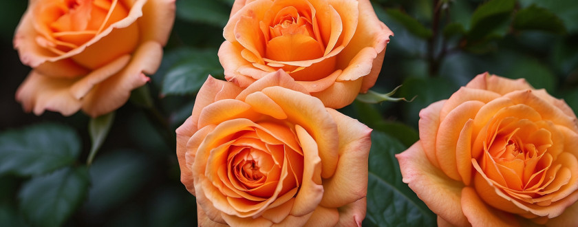 Rosiers aux magnifiques fleurs orange