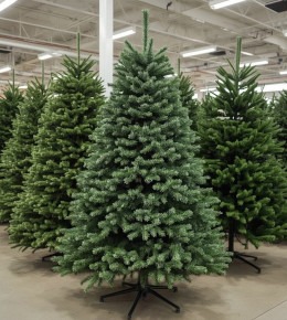 Les différents types de sapins populaire pour la période de noël entreposé en rayon dans un magasin Truffaut