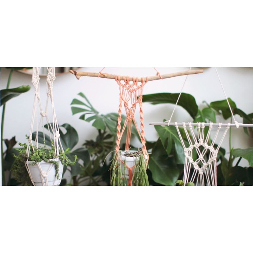 Support Macramé Suspendu Pour Plantes - Corde Coton 89 Cm, Décoration Boho Chic Intérieur Extérieur - 8