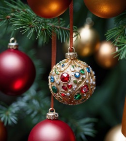 boules de noel suspendu sur un petit sapin de noel 