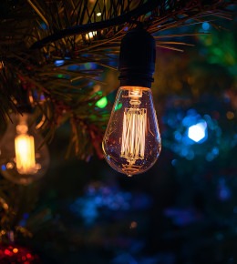 Guirlandes lumineuses aux différentes couleurs en décoration d'un sapin de noël chatoyant