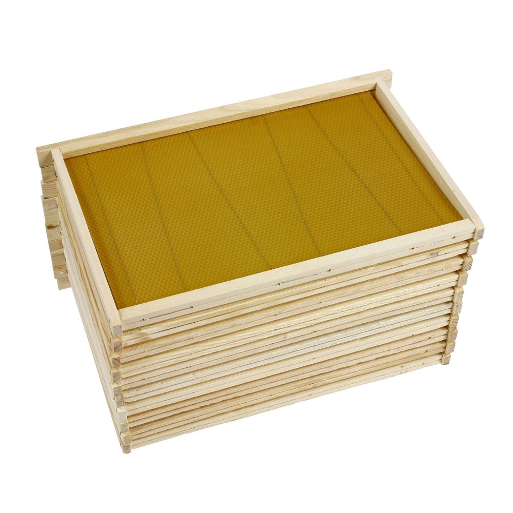 Cadre Dadant NID Avec Cire Gaufrée - Pré-monté, Fil Cranté - Pour Ruche Apiculture - Prêt à L'emploi - 8