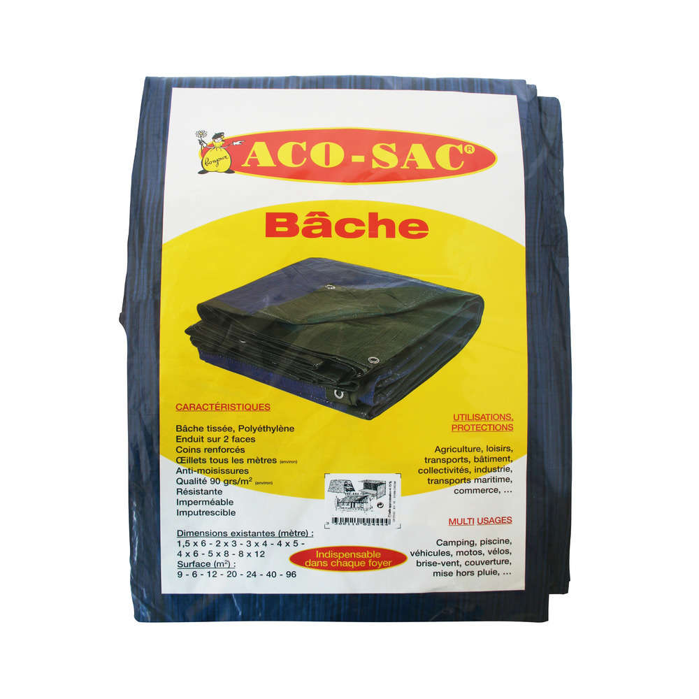 Bache armée : standard polypropylene tissée 90 g/m² 3 x 4m
