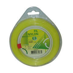 Fil nylon rond 15M 2mm jaune dévidoir CDT
