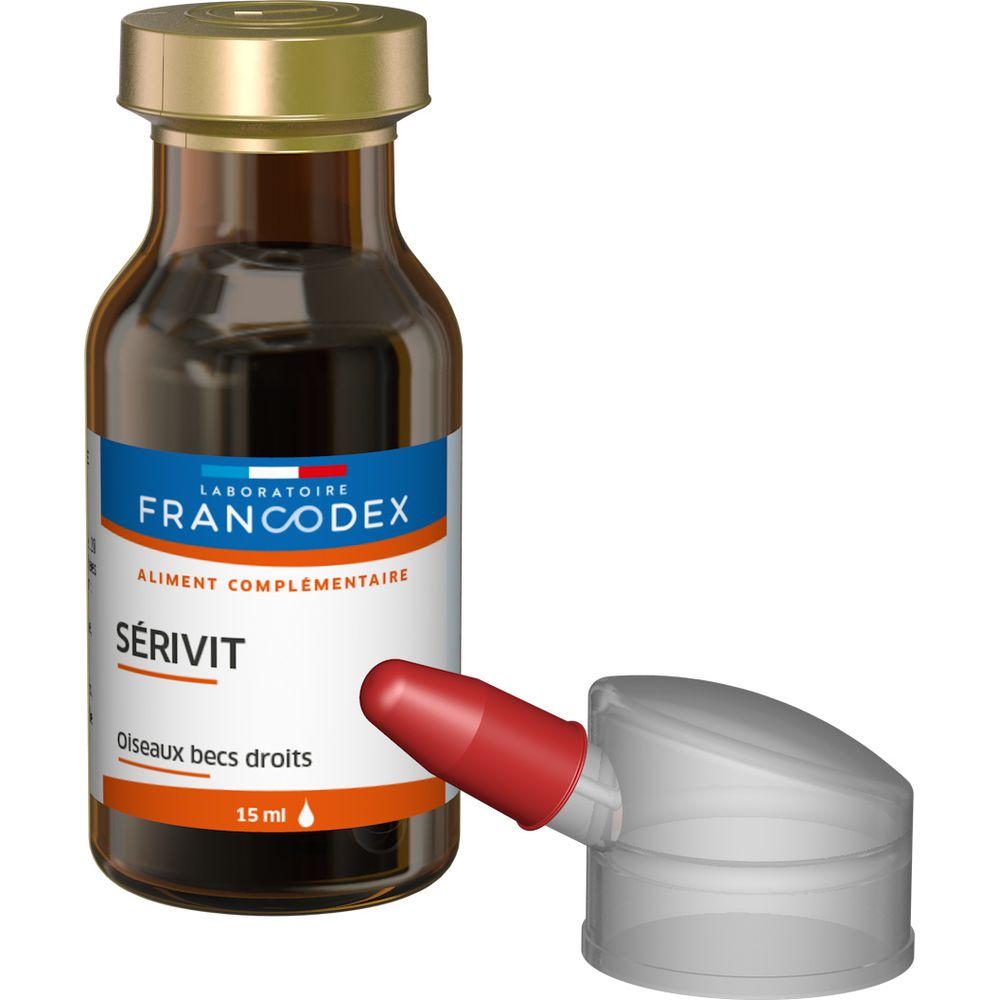 Aliment complémentaire Serivit pour oiseau à bec droit : 15ml