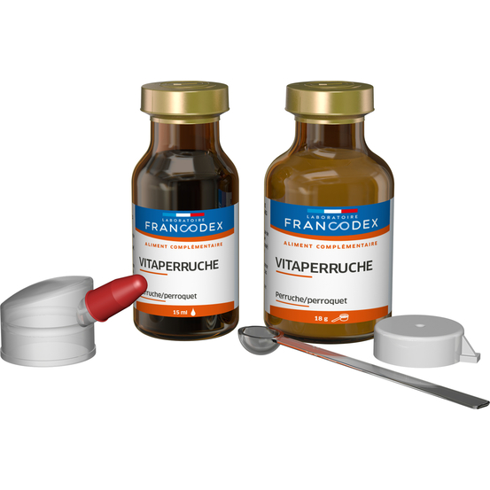 Aliment complémentaire Vitaperruche pour perruche,perroquet: 18gr+15ml