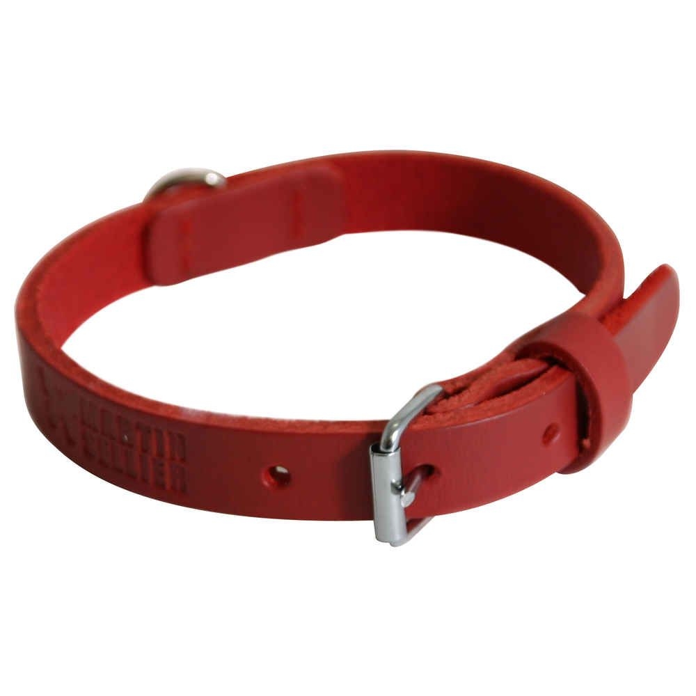 Collier pour chiens bords ronds noir : L.30/60cm rouge