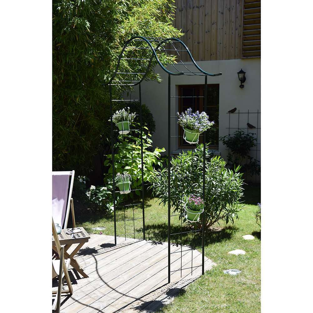 Arche portique double D cor treillage coloris vert H. 250 cm