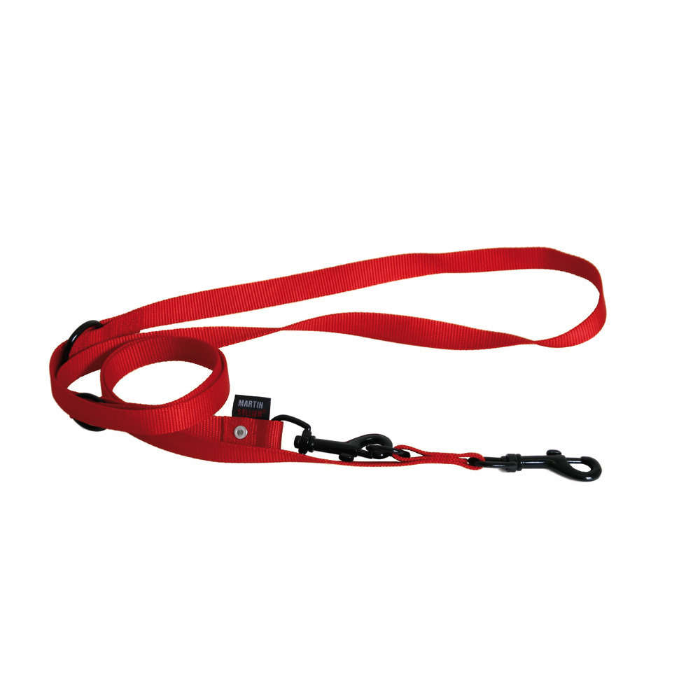 Laisse nylon 20/200 : rouge 3 positions