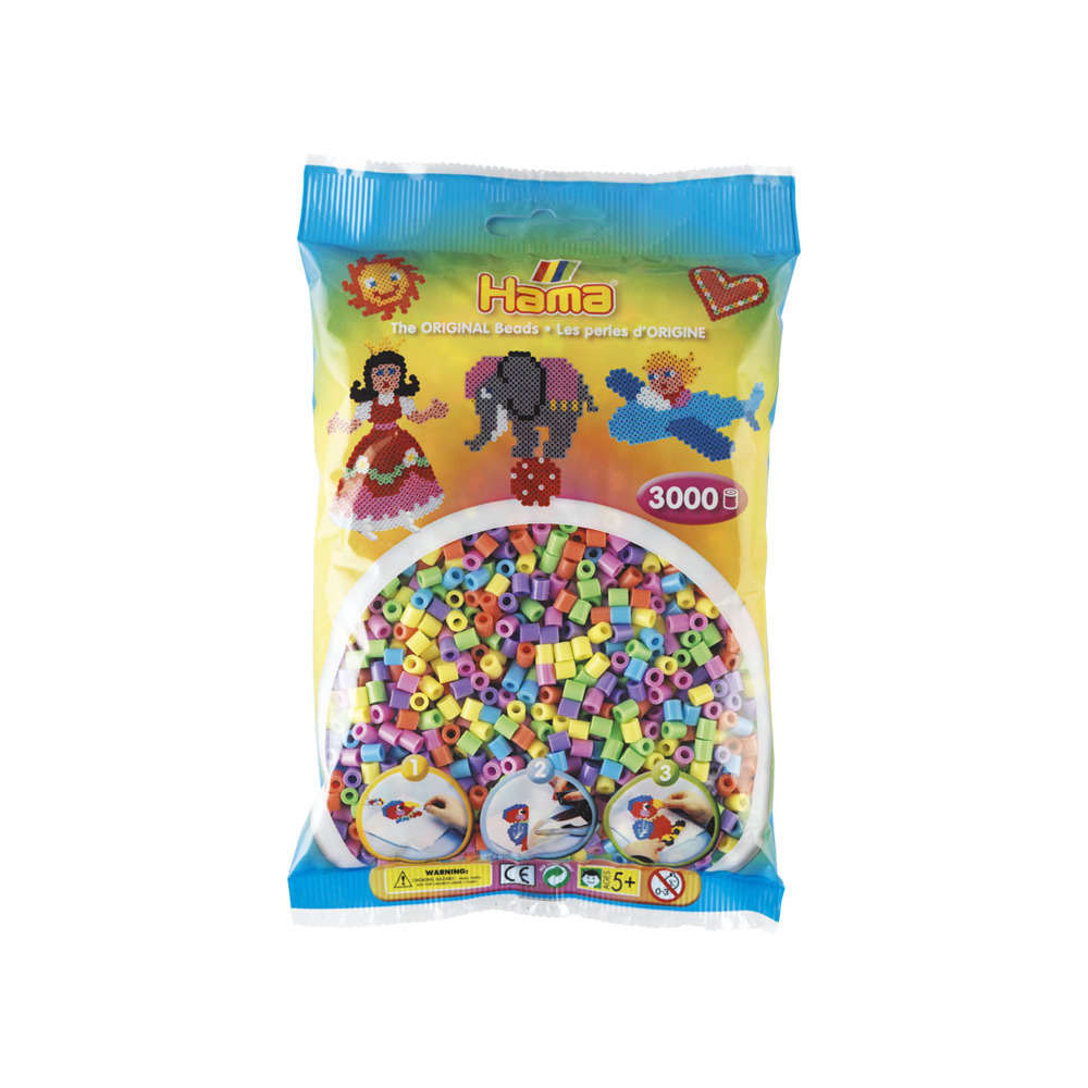 Sachet 3000 perles Midi: assortiment pastel