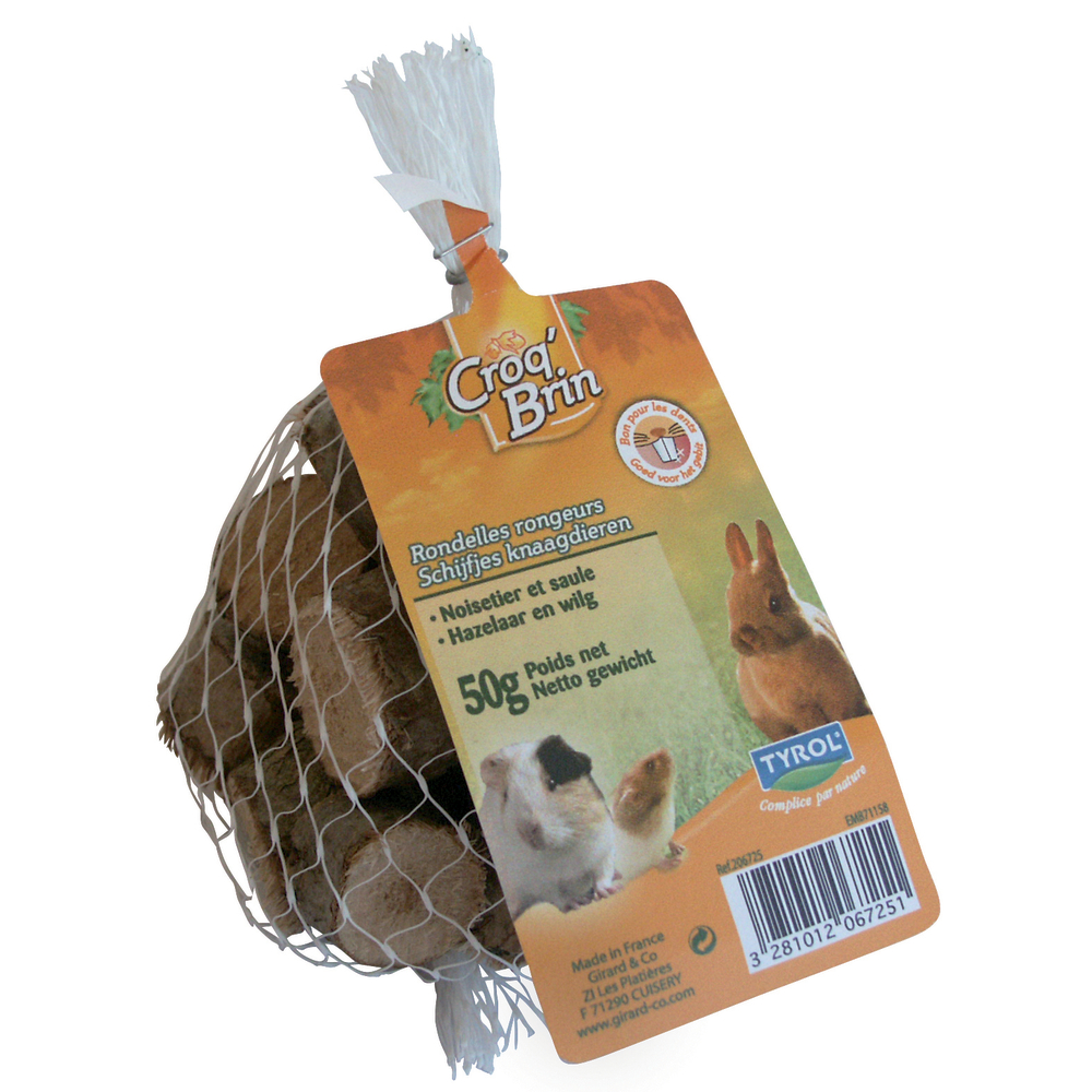 Rondelles rongeur saule noisetier : bois l. 8 x l. 8 x h. 9 cm