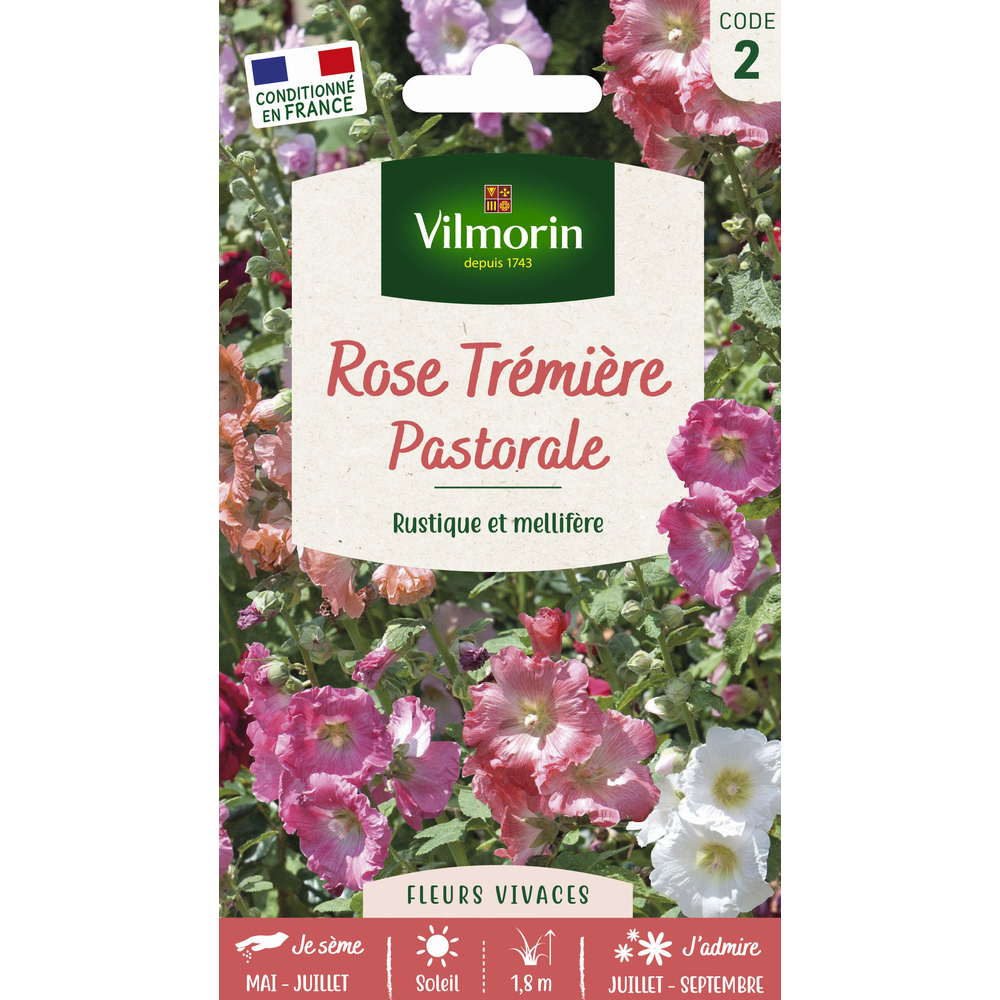 Rose trémière Pastorale : en sachet