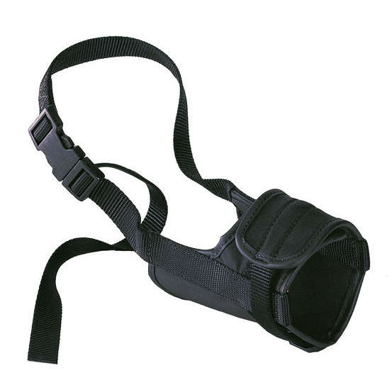 Muselière en nylon noir Safe médium. Tour de museau 20 à 25 cm