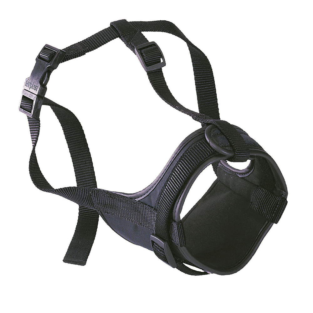 Muselière Safe boxer en nylon noir. Tour de cou : 50 à 80 cm