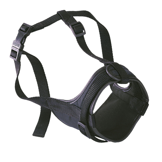 Muselière Safe boxer en nylon noir. Tour de cou : 50 à 80 cm