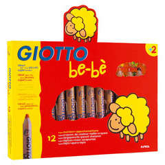 Crayons de couleurs Giotto be-bè x12 +étui avec accroche+taille-crayon