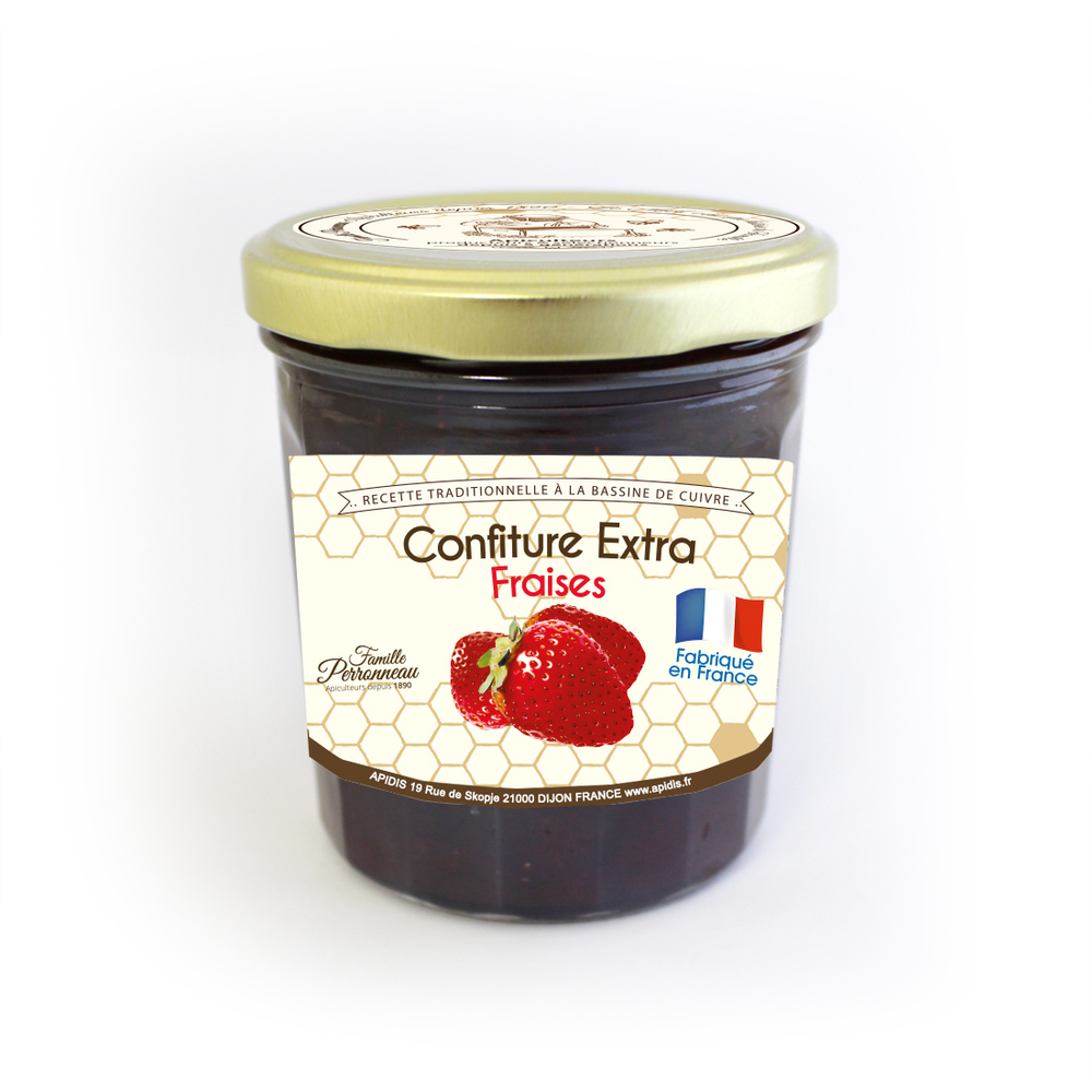 Confiture au miel, le pot de 375g - Fraises