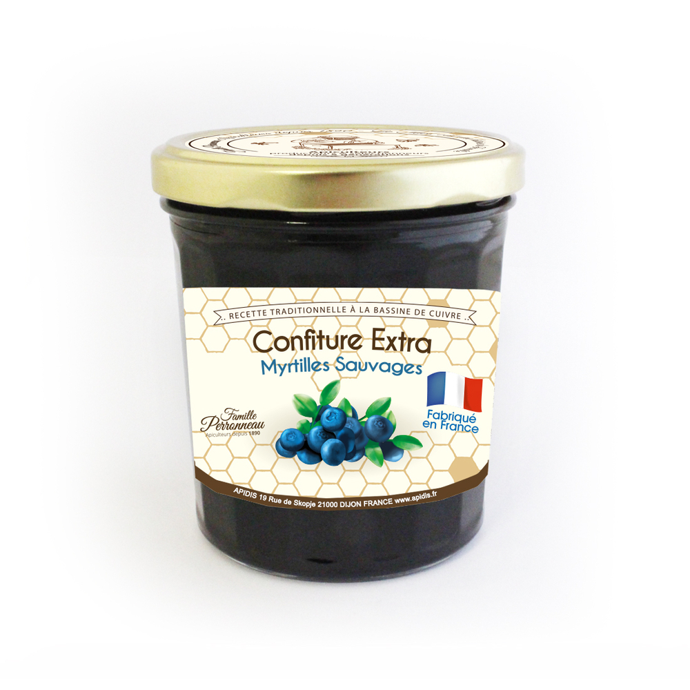 Confiture au miel, le pot de 375g - Myrtille