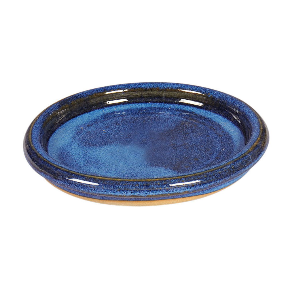 Soucoupe bord en grès émaillé, aqua bleu Ø 24 cm