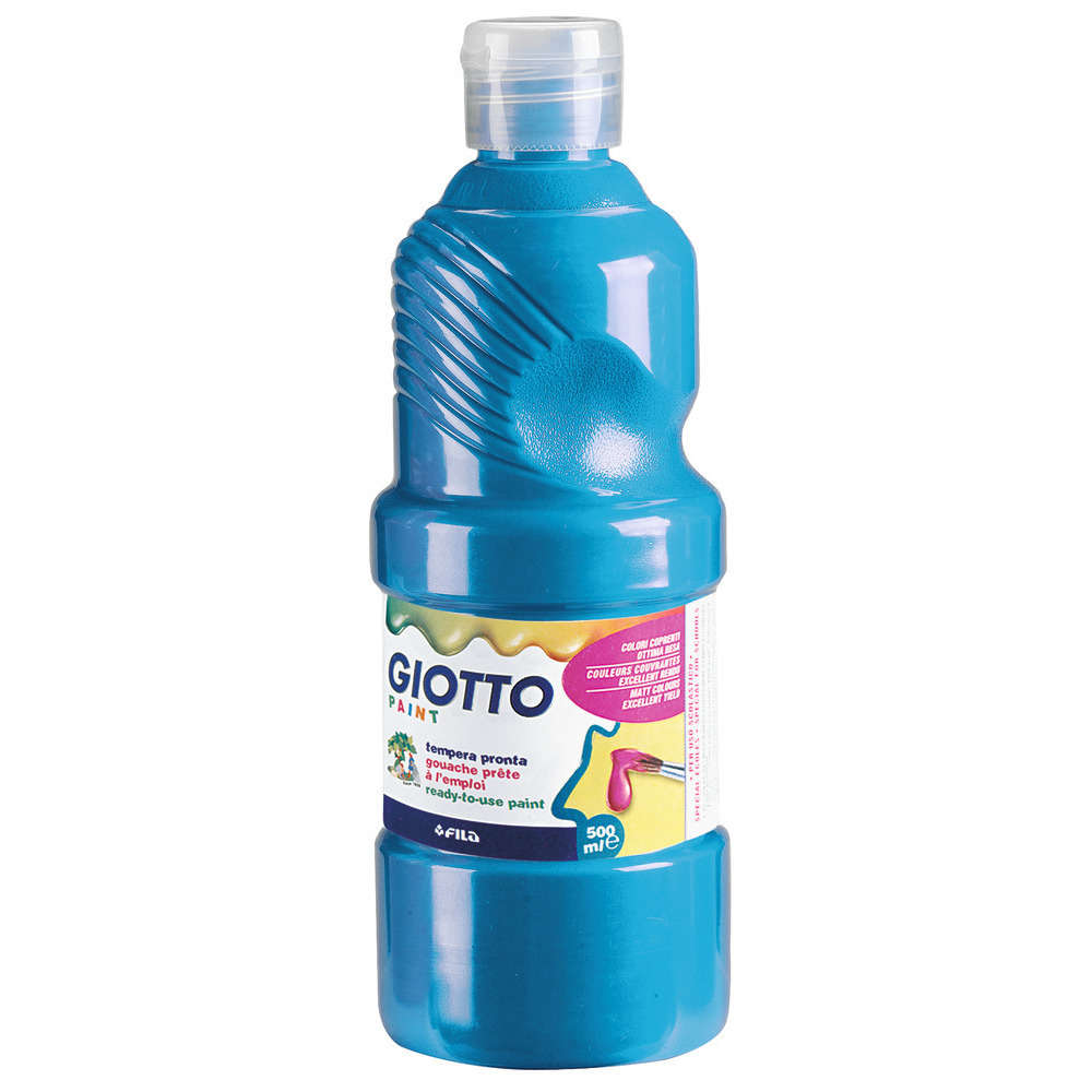 Gouache cyan Giotto, le flacon de 500 ml prêt à l'emploi