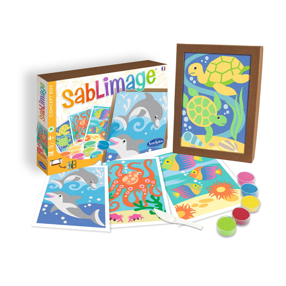 Kit de sablimage tableau: poissons et dauphins