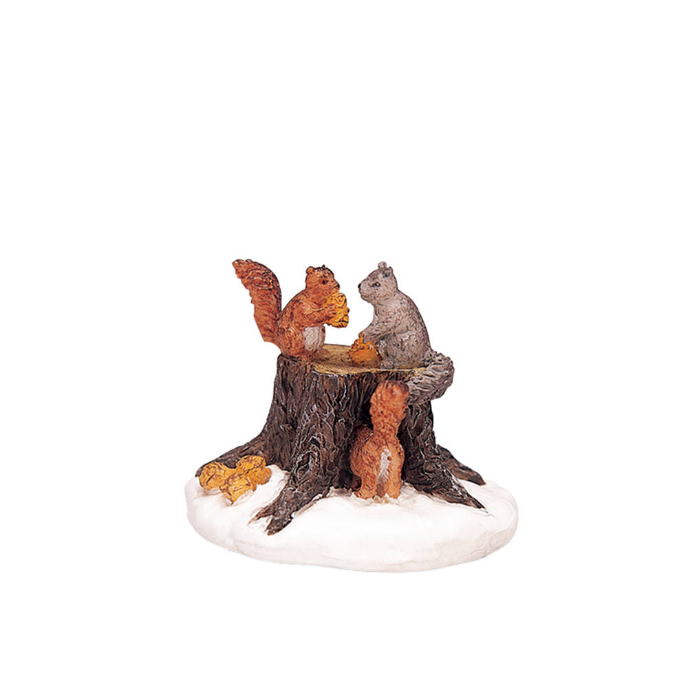 Figurine de Noël : Ecureuils sur tronc