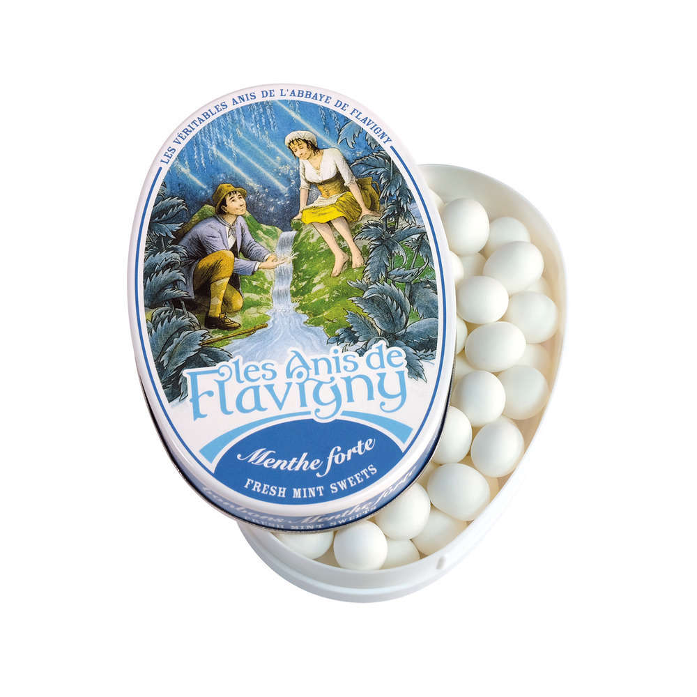 Bonbon Anis de Flavigny: boite ovale 50g menthe