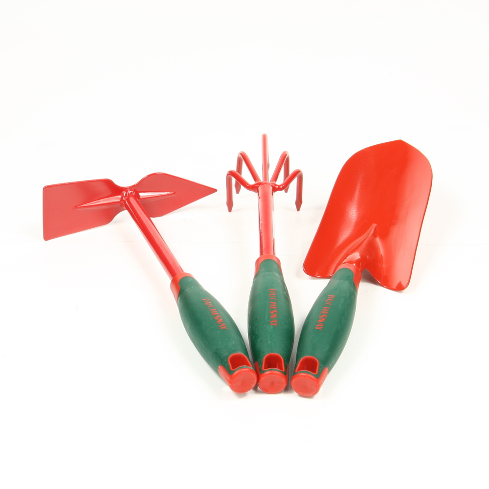 Lot 3 outils à fleurs: petite pelle, griffe et serfouette
