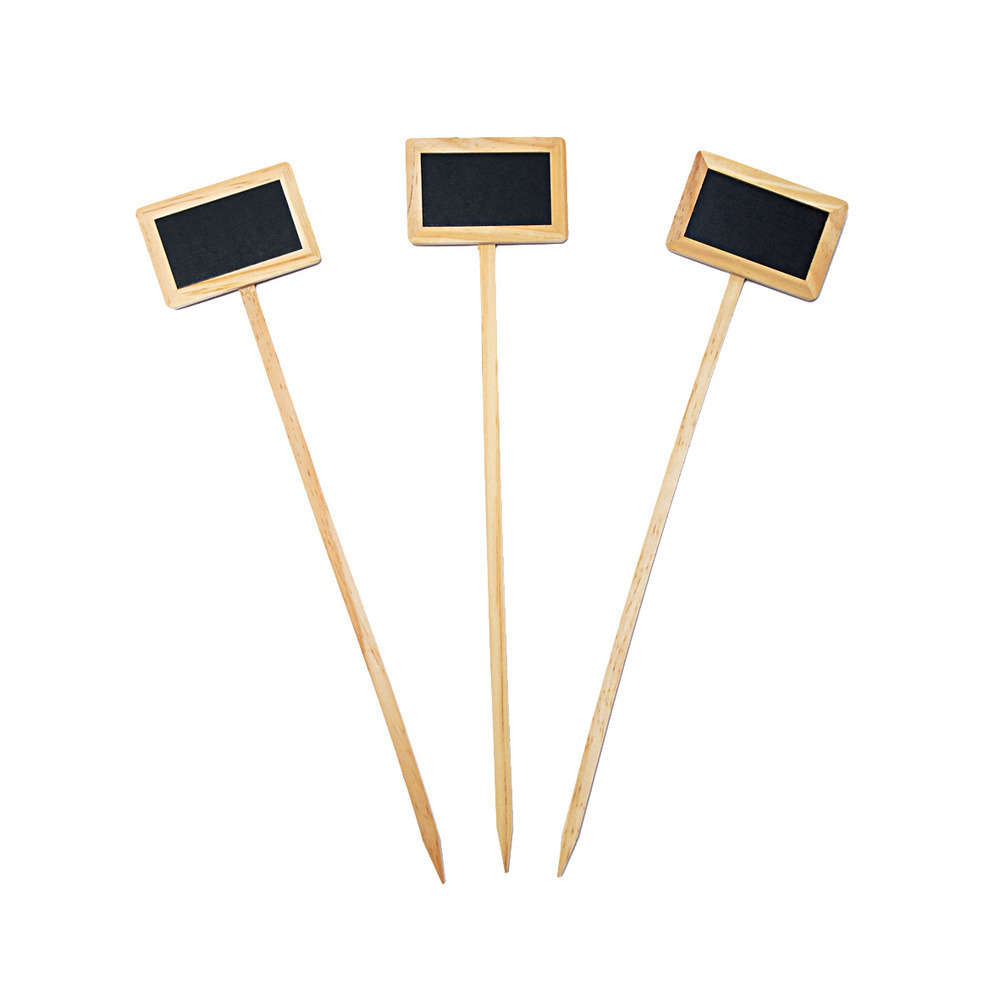 Etiquette en Bois avec Ardoise à planter : H.46cm, 10,2x6,7cm