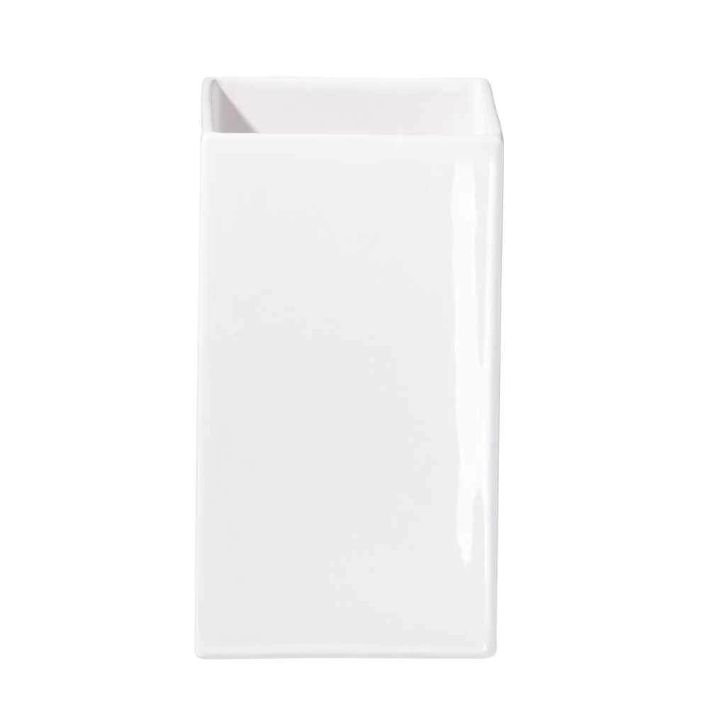 Vase: blanc fayence h.21cm, 11,5 x 11,5cm