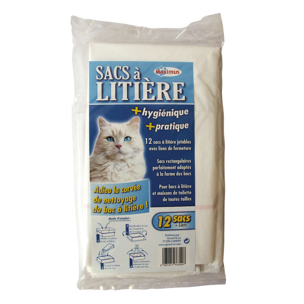 Sac litière x12 maximum : l. 24 x l. 5 x h. 43,5 cm