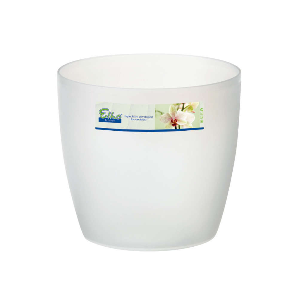Cache-pot Brussels Orchidées en plastique injecté, blanc Ø 13 cm