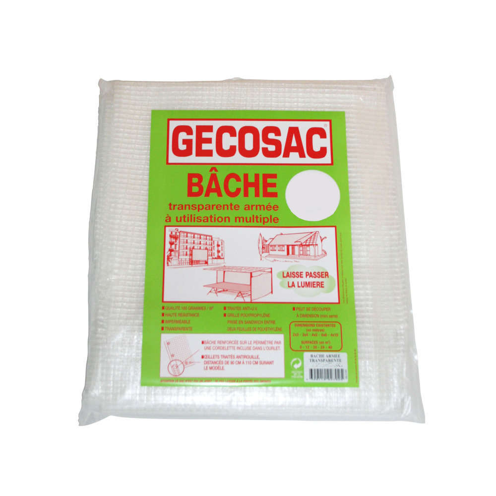 Bache armée : translucide polyethylene 160 g/m² 4 x 5 m
