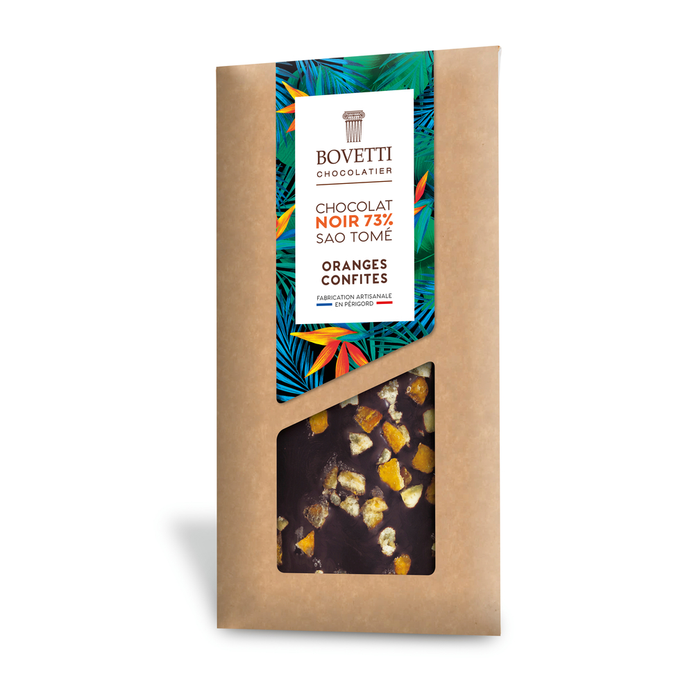Tablette chocolat noir orange confite 100g