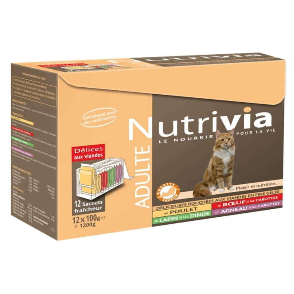Nutrivia chat adulte : 12 sachets aux viandes