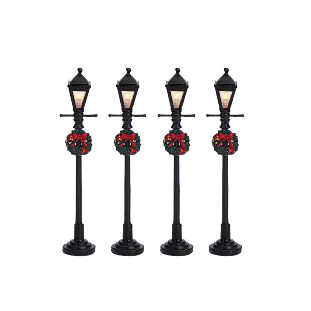 Lot de 4 lampadaires à gaz - H.10,5cm
