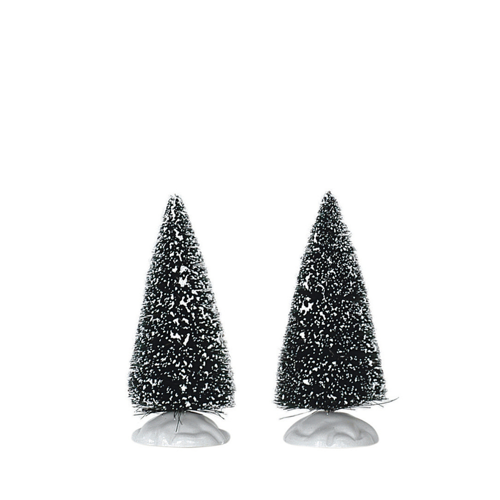 Sapin de Noël enneigé pour village miniature : Petit modèle - x2pcs