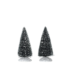 Sapin de Noël enneigé pour village miniature : Petit modèle - x2pcs