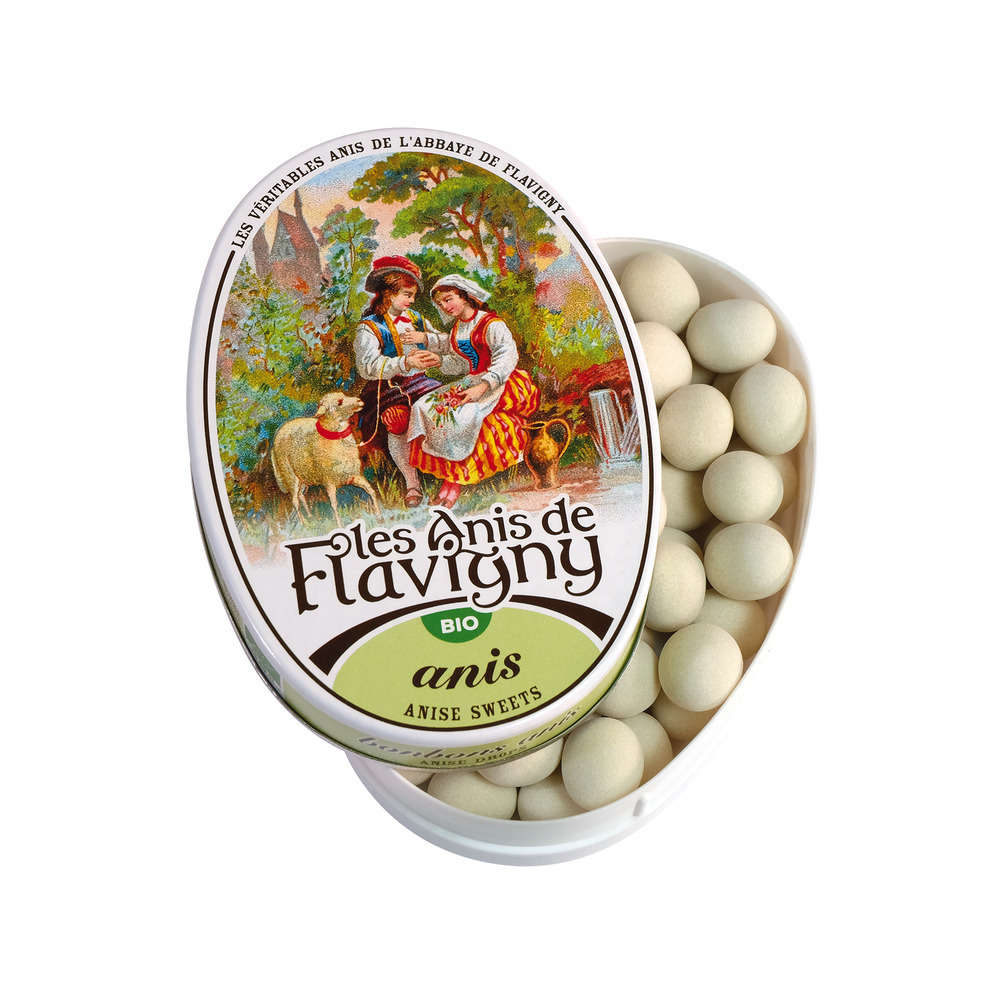 Bonbon Anis de Flavigny: boite ovale 50g a l anis bio