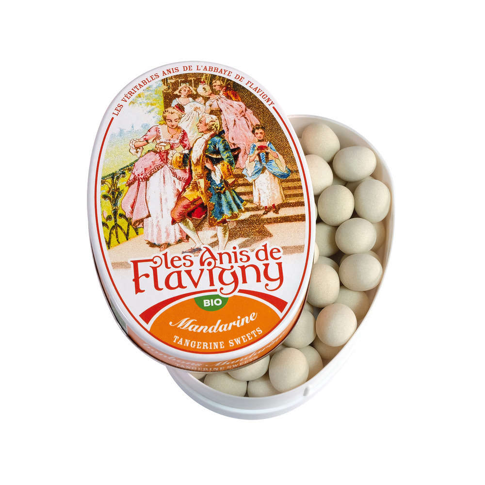Bonbon Anis de Flavigny: boite ovale 50g mandarine bio