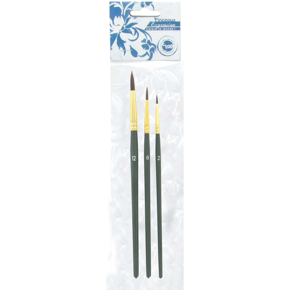 Lot 3 pinceaux ronds 2-6-12