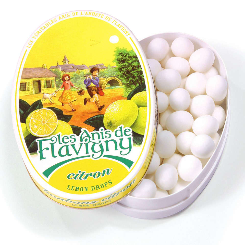 Bonbon Anis de Flavigny: boite ovale 50g citron