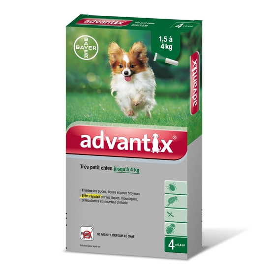 Pipette antiparasitaire tres petit chien advantix x4